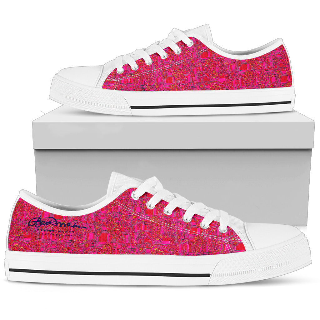 Bright Red Pink Low Top Sneakers