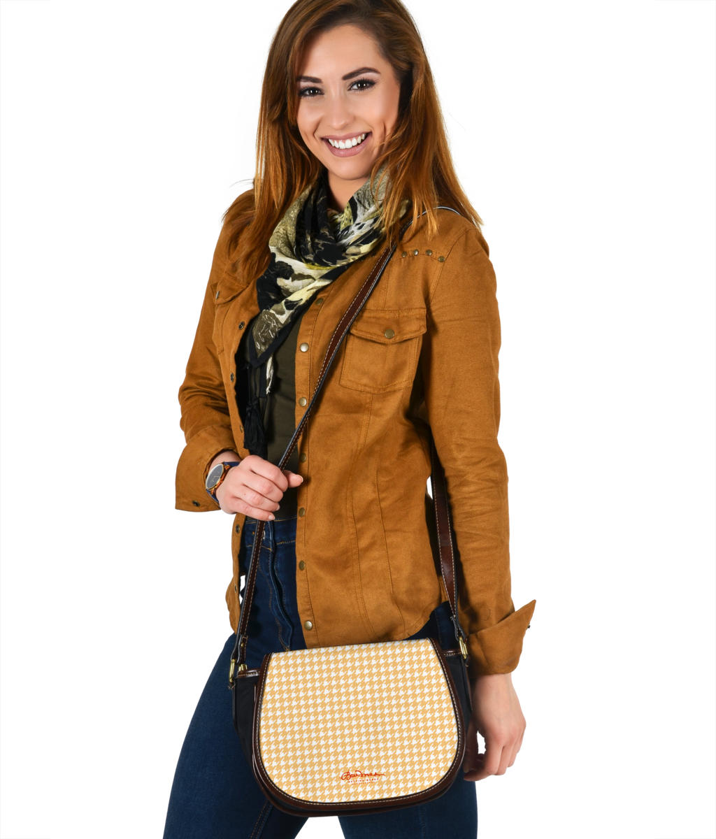 Banana Houndstooth Saddle Shoulder Bag