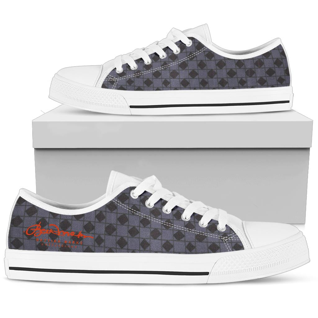 Slate Blue Optical Tight Plaid Low Top Sneakers