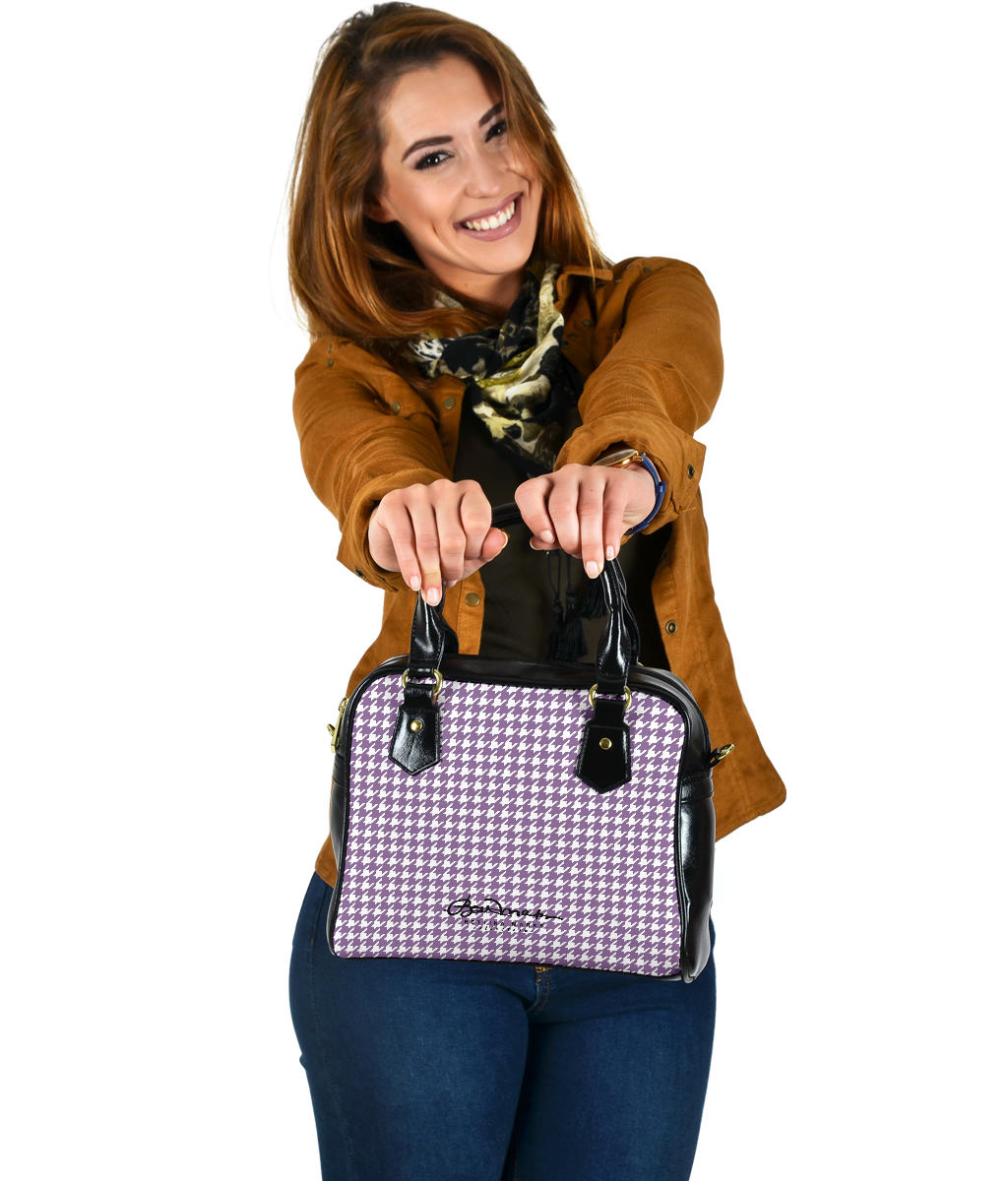 Lilac Houndstooth Hand Bag w Shoulder Strap