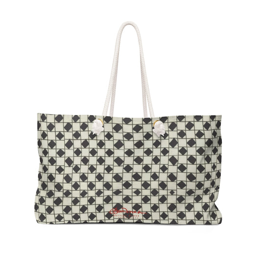 B&W Checkerboard Optical Weekender Bag