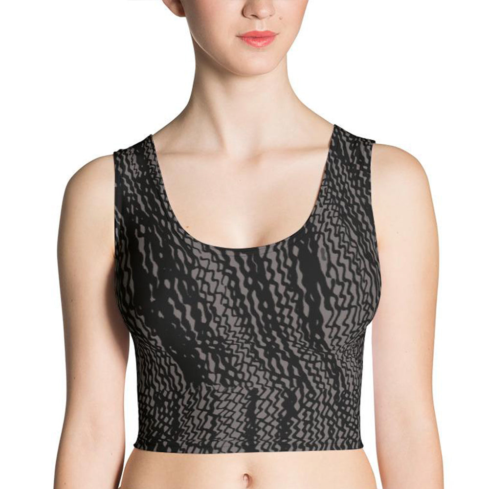 Charcoal Tire Scribbles Sublimation Cut & Sew Crop Top