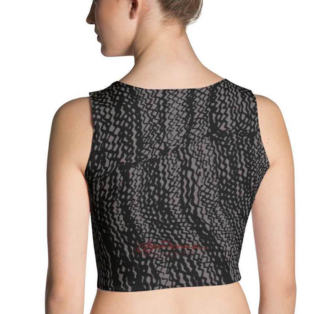 Charcoal Tire Scribbles Sublimation Cut & Sew Crop Top