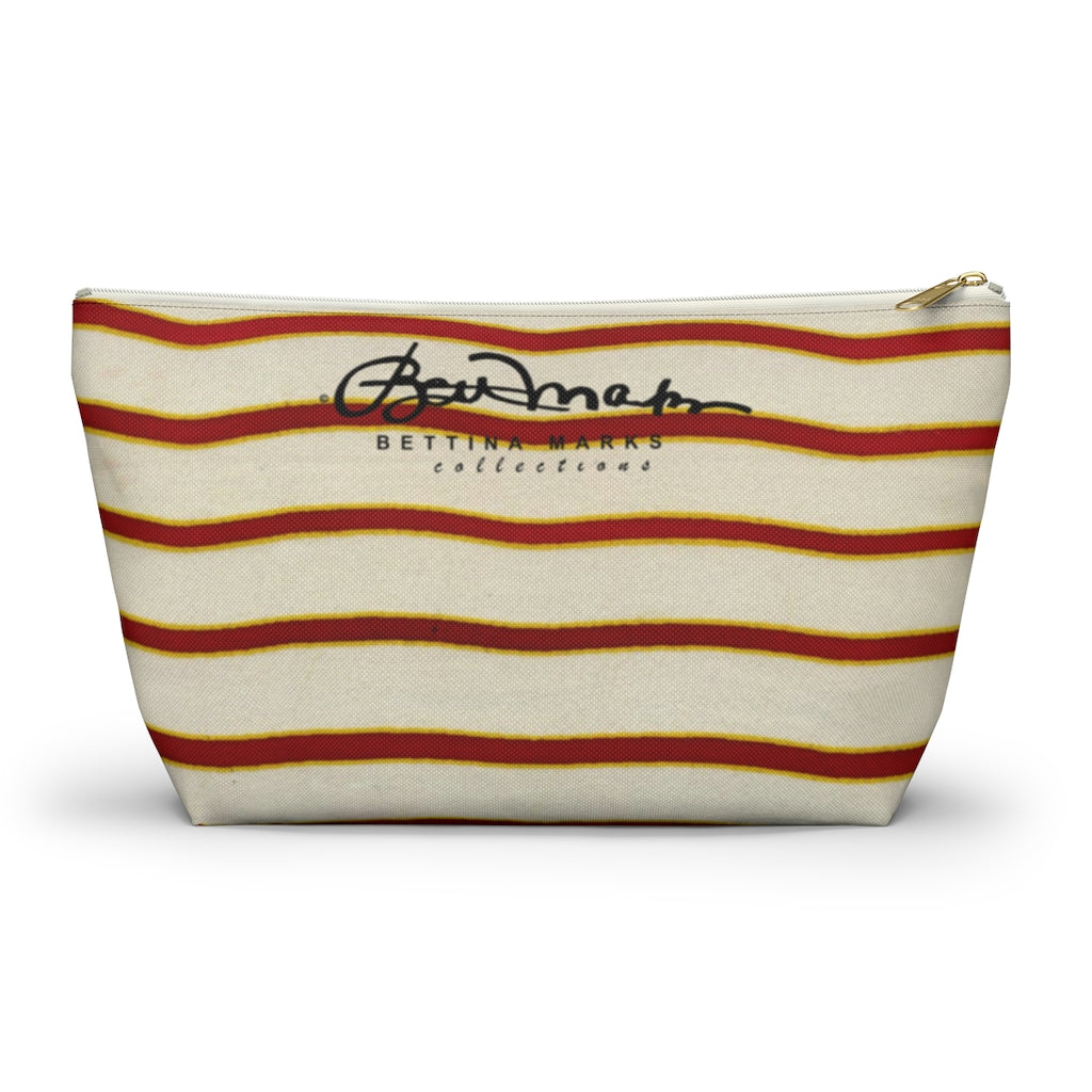 Red White Stripe Accessory Pouch w T-bottom