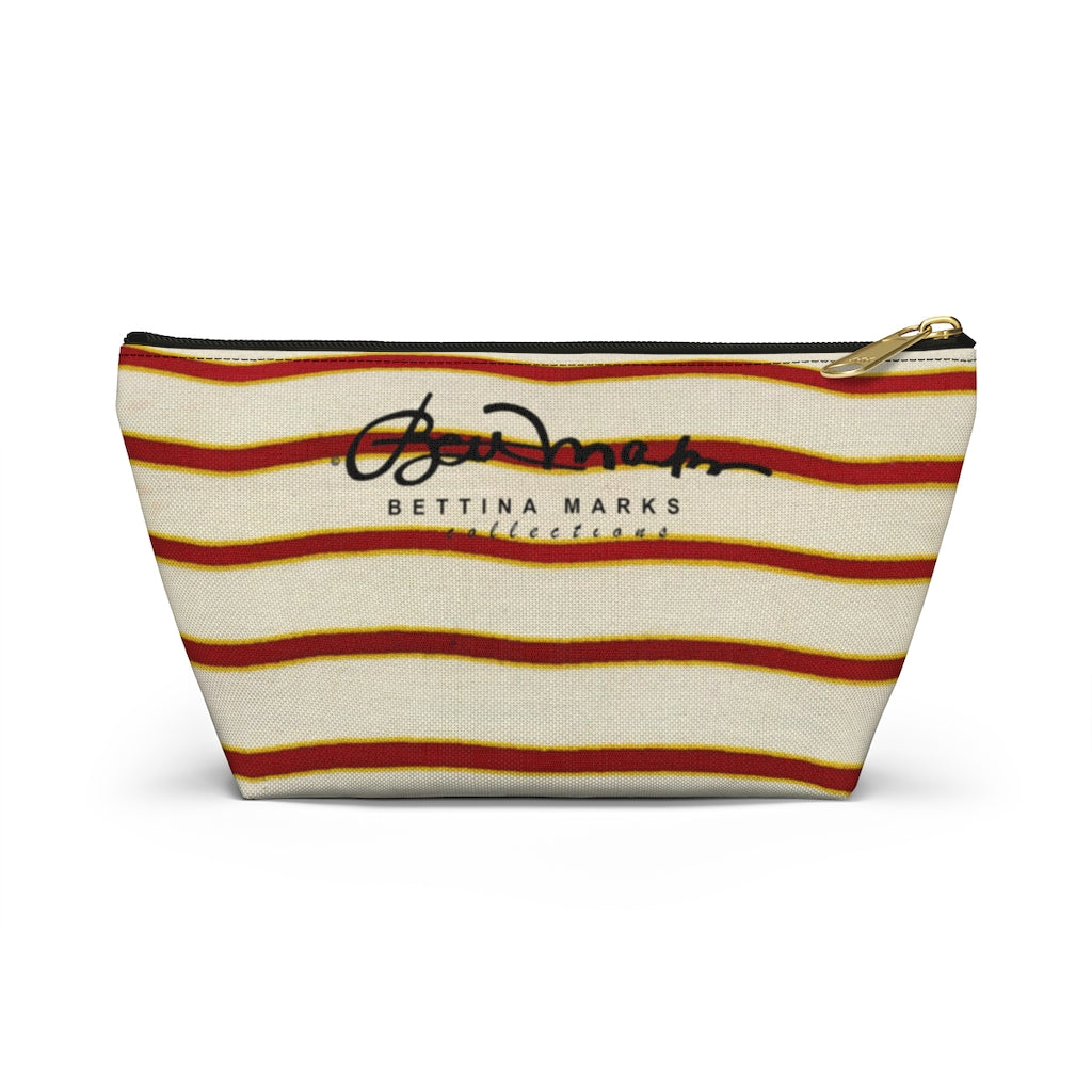 Red White Stripe Accessory Pouch w T-bottom