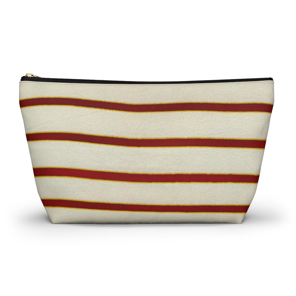 Red White Stripe Accessory Pouch w T-bottom