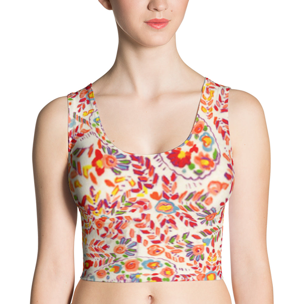 Retro Paisley Fitted Crop Top