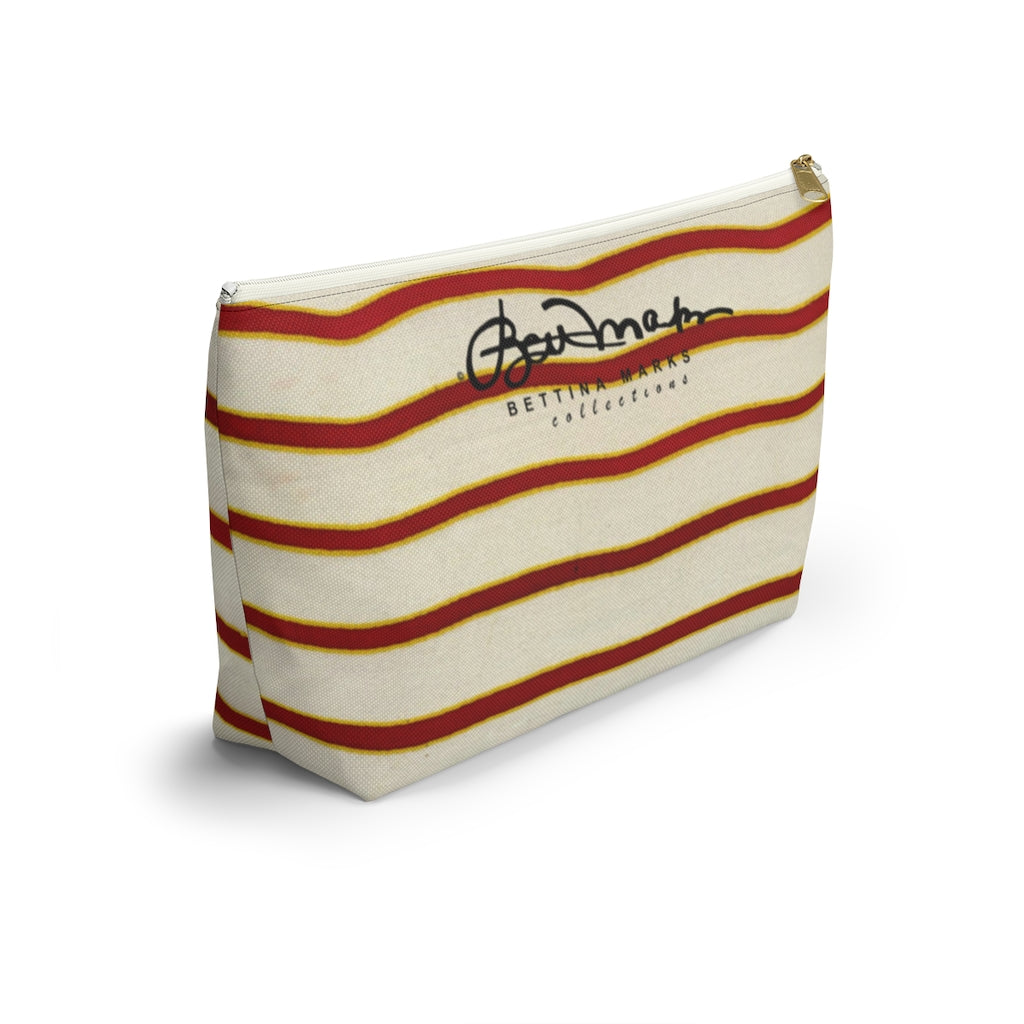 Red White Stripe Accessory Pouch w T-bottom