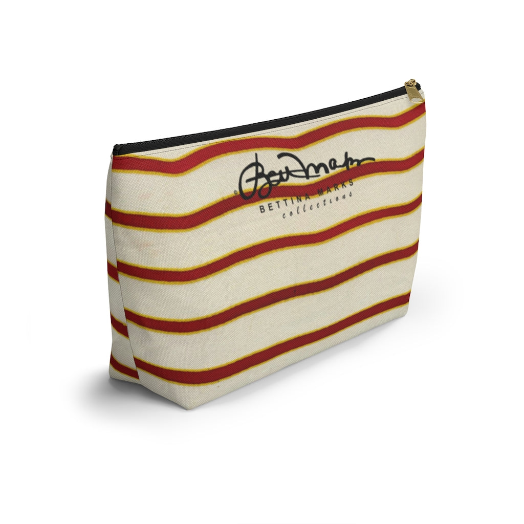 Red White Stripe Accessory Pouch w T-bottom