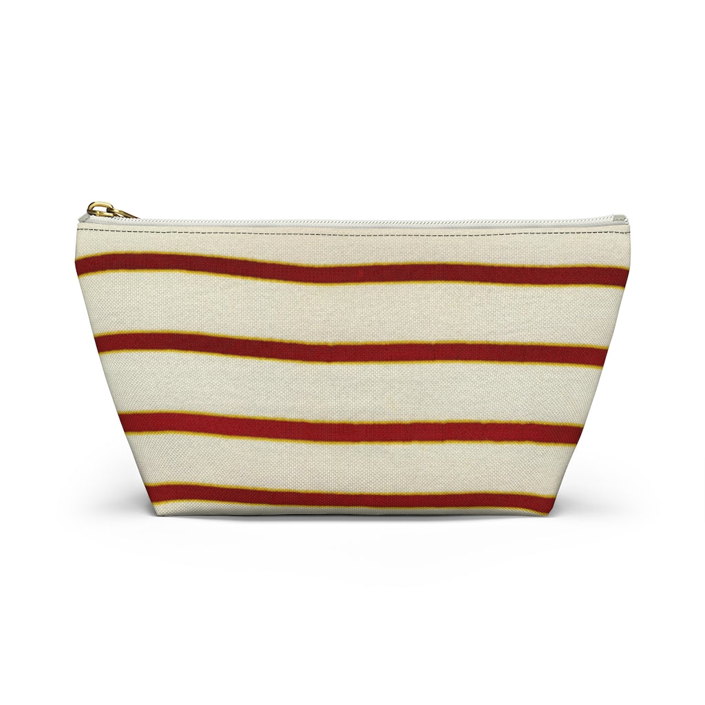 Red White Stripe Accessory Pouch w T-bottom