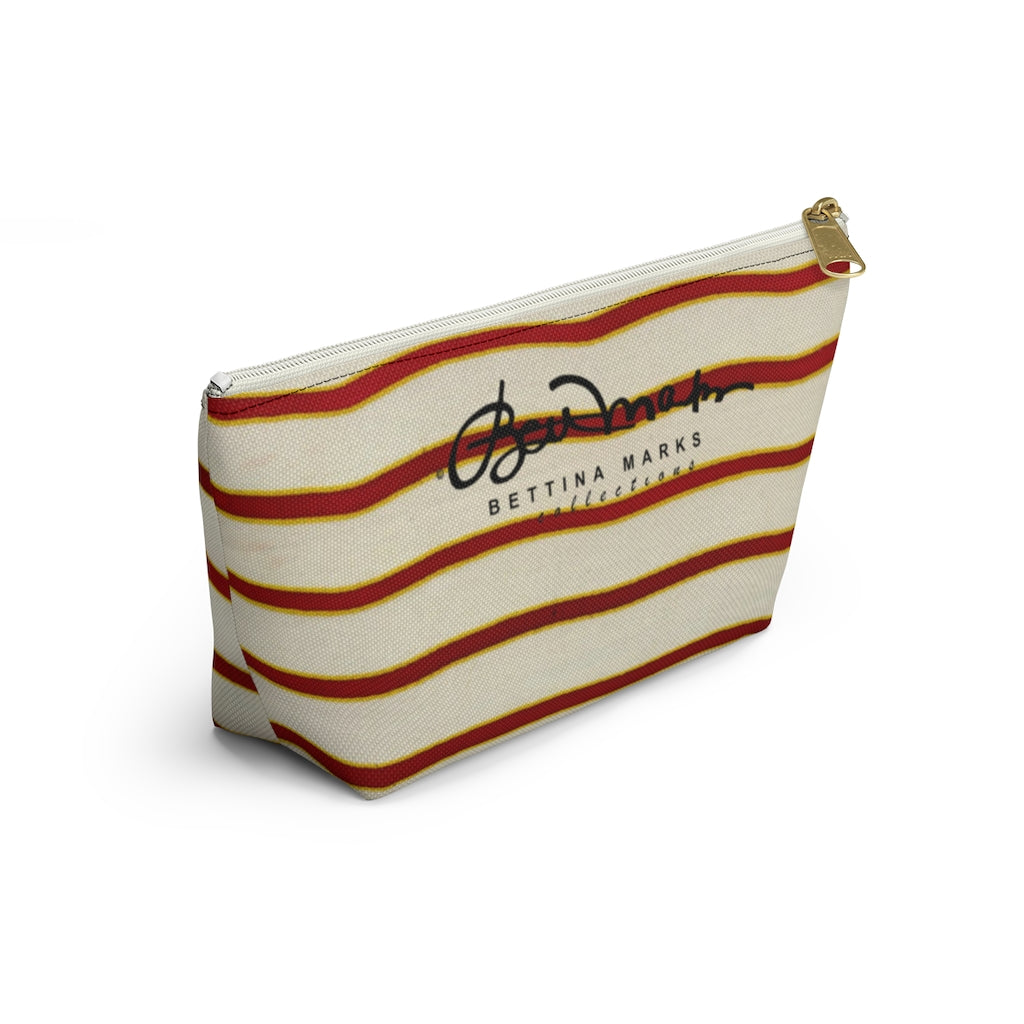 Red White Stripe Accessory Pouch w T-bottom