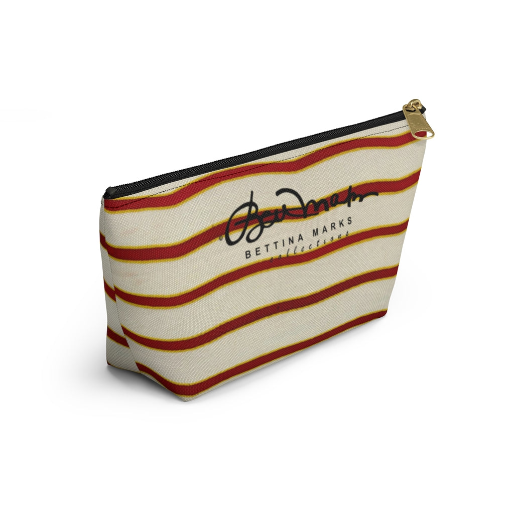 Red White Stripe Accessory Pouch w T-bottom