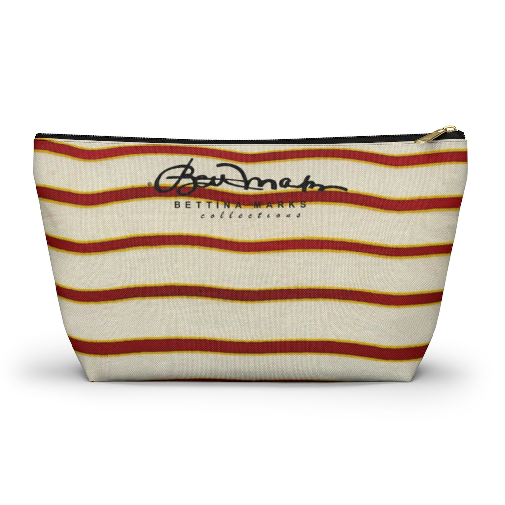 Red White Stripe Accessory Pouch w T-bottom