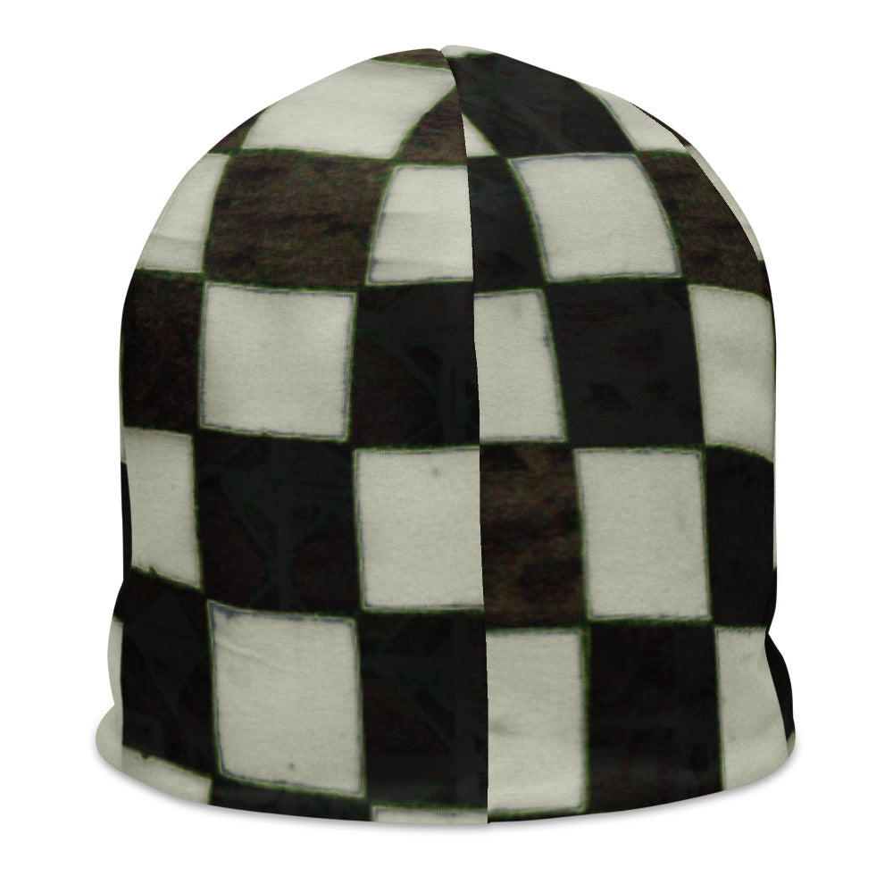 BW Checkerboard All-Over Print Beanie