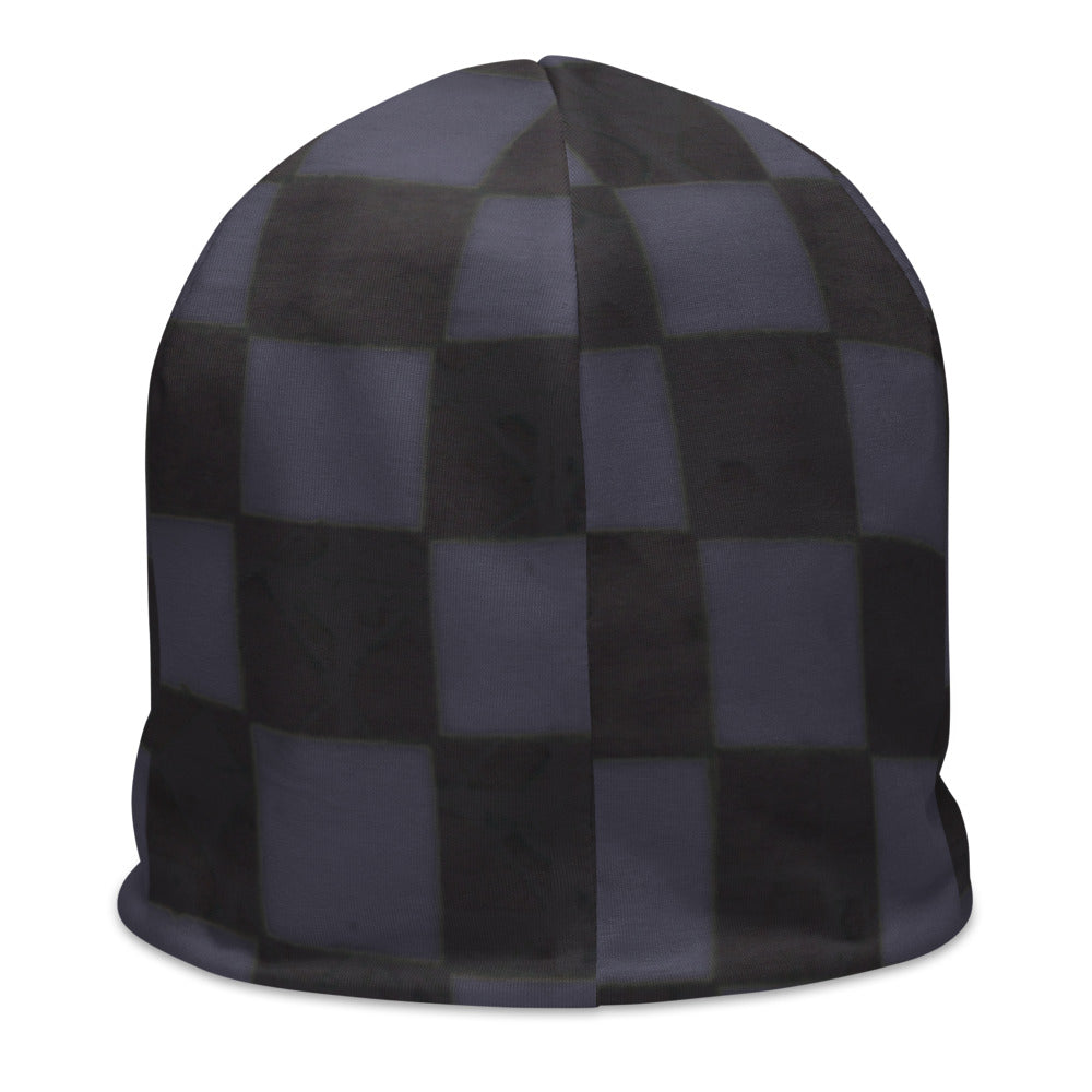 Slate Checkerboard All-Over Print Beanie