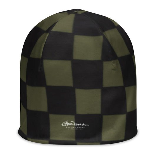 Khaki Checkerboard All-Over Print Beanie