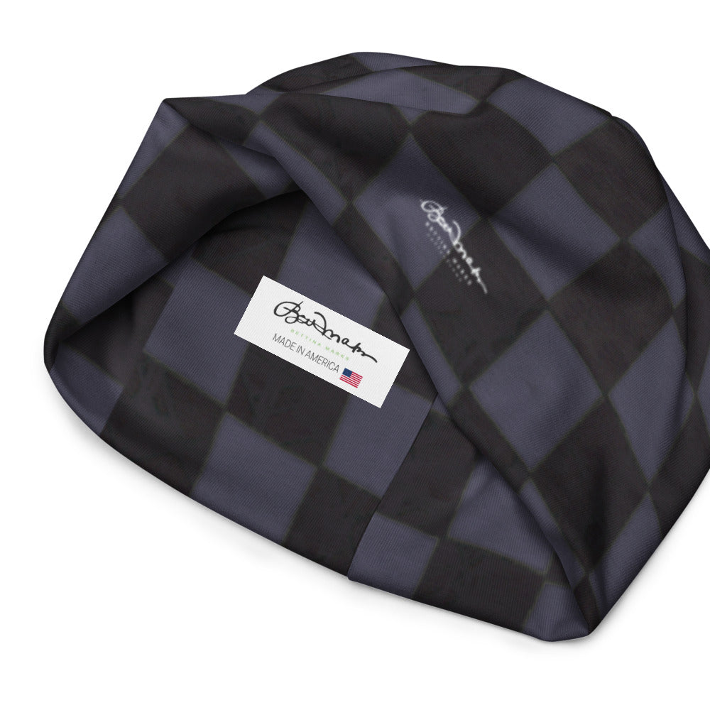 Slate Checkerboard All-Over Print Beanie