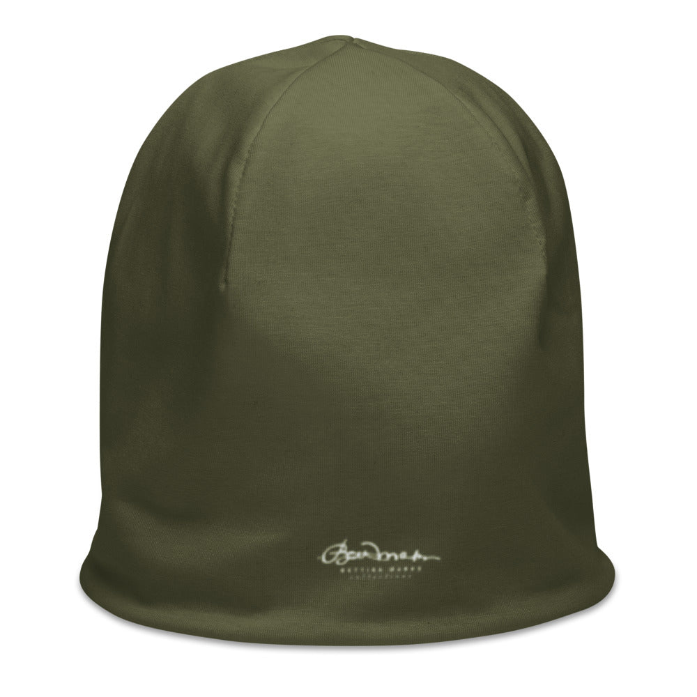 Olive Green All-Over Print Beanie