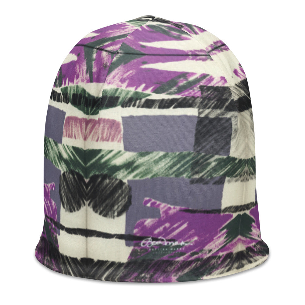 Abstract Collage All-Over Print Beanie