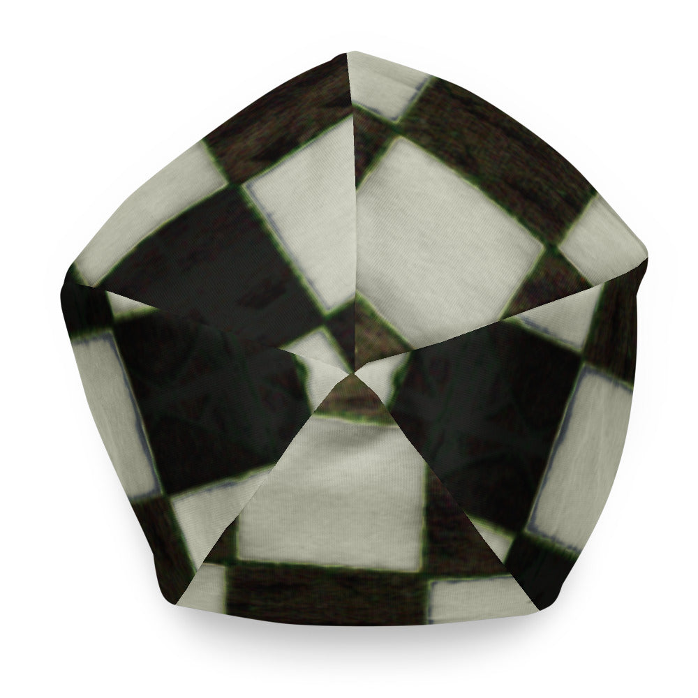 BW Checkerboard All-Over Print Beanie