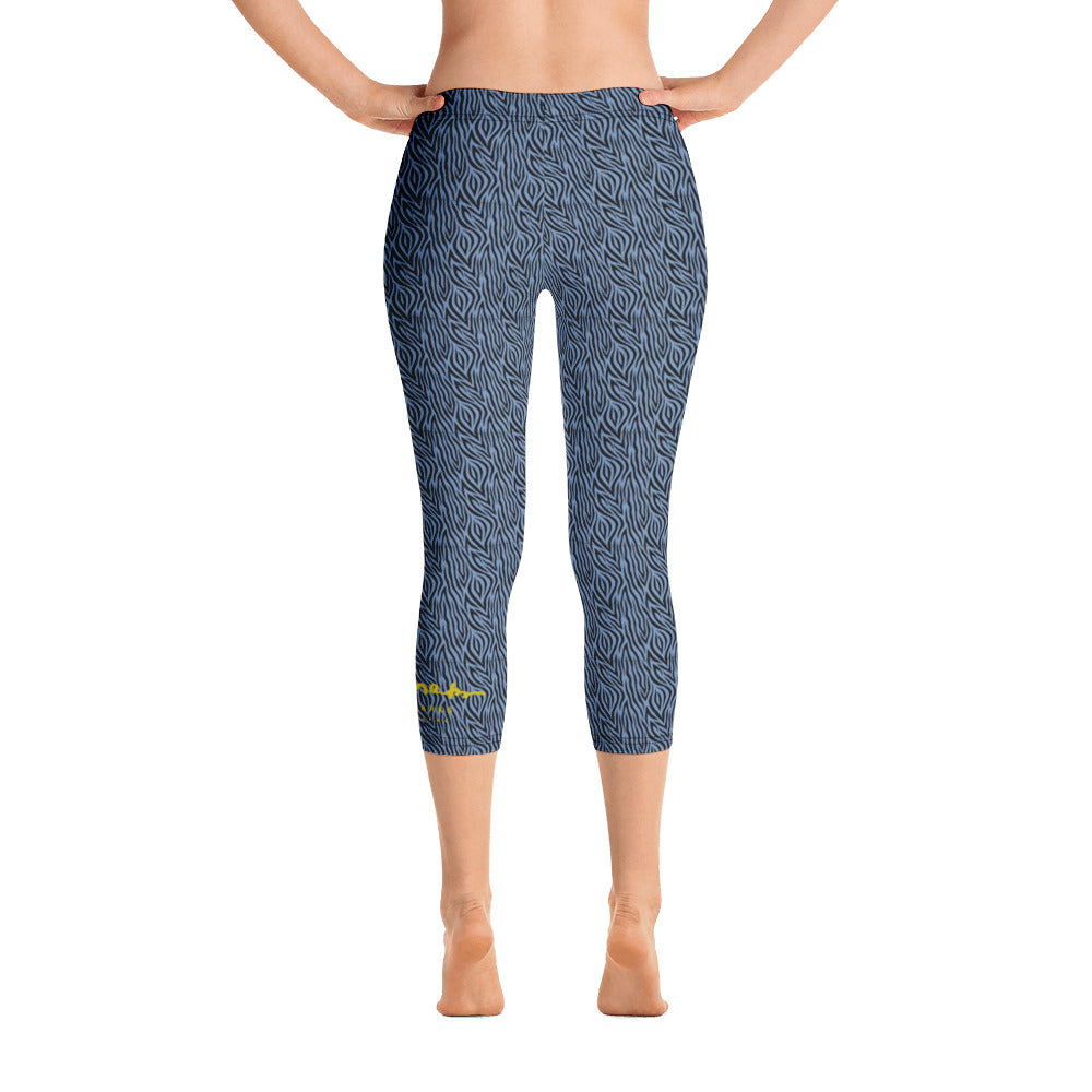 Blue Zebra Capri Leggings