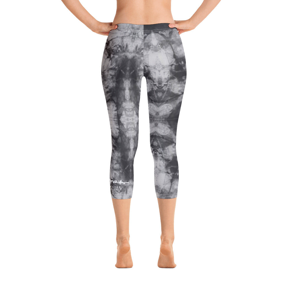 Grey Tie Dye Capri Leggings