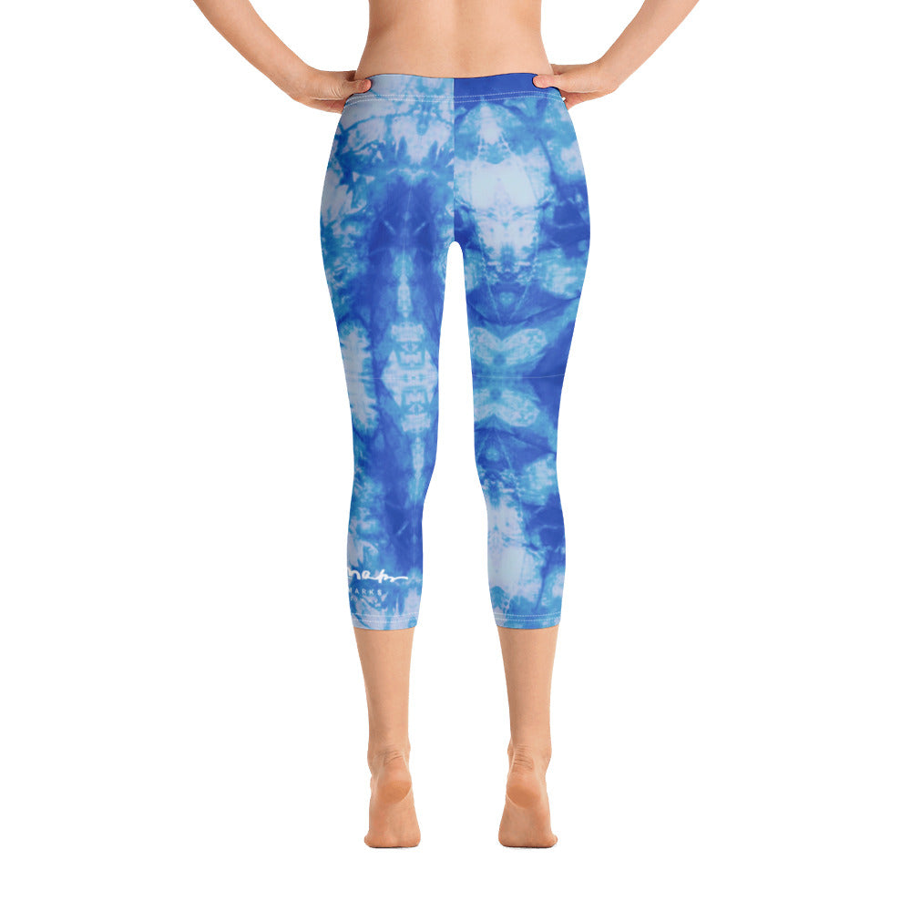 Blue Tie Dye Capri Leggings