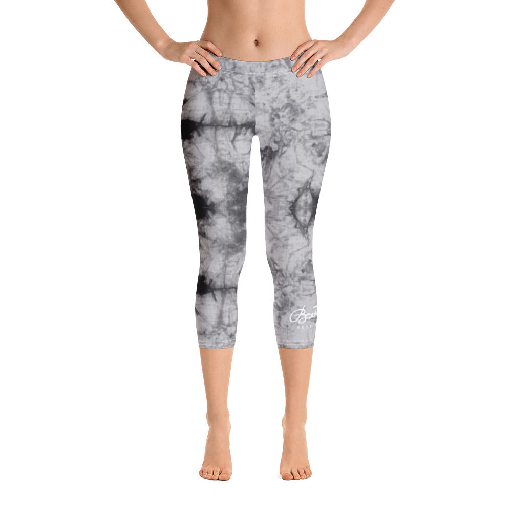 Grey Tie Dye Capri Leggings