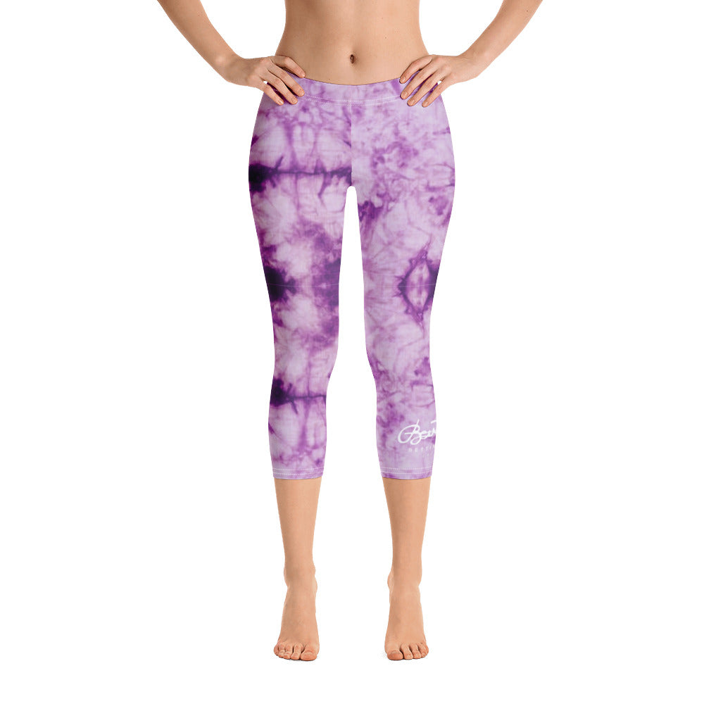 Purple Tie Dye Capri Leggings