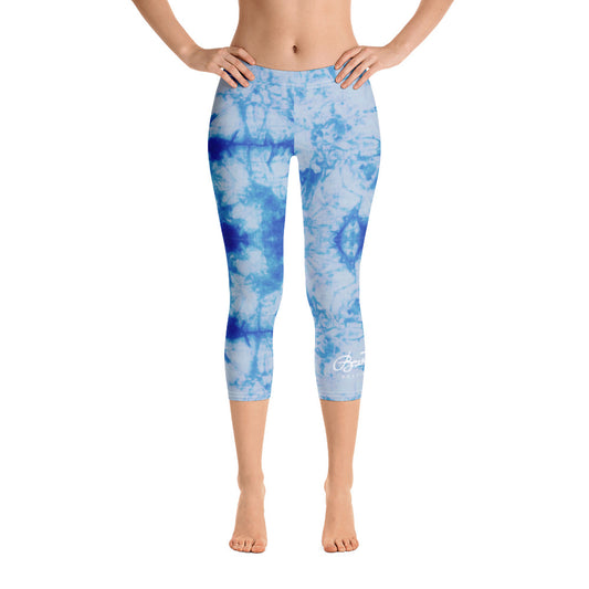 Blue Tie Dye Capri Leggings