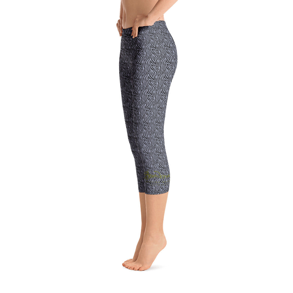 Grey Zebra Capri Leggings