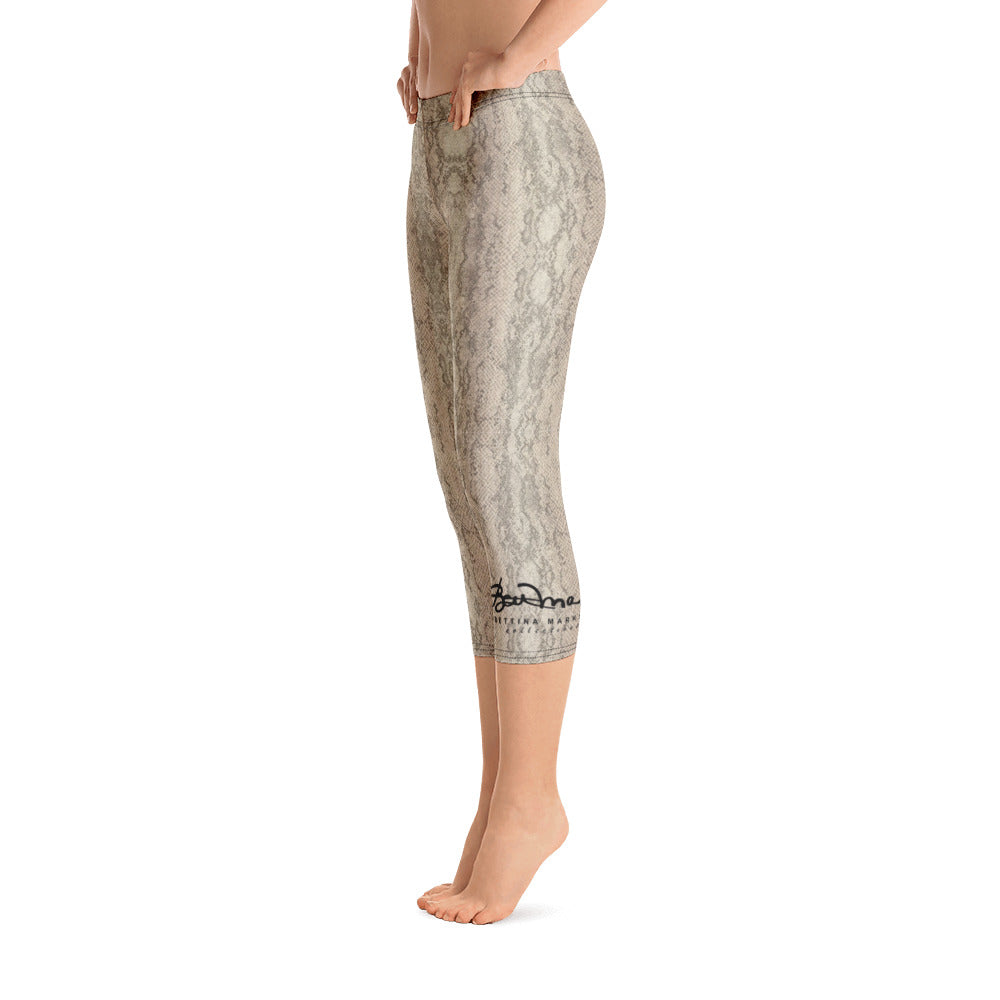 Snake Print Capri Leggings