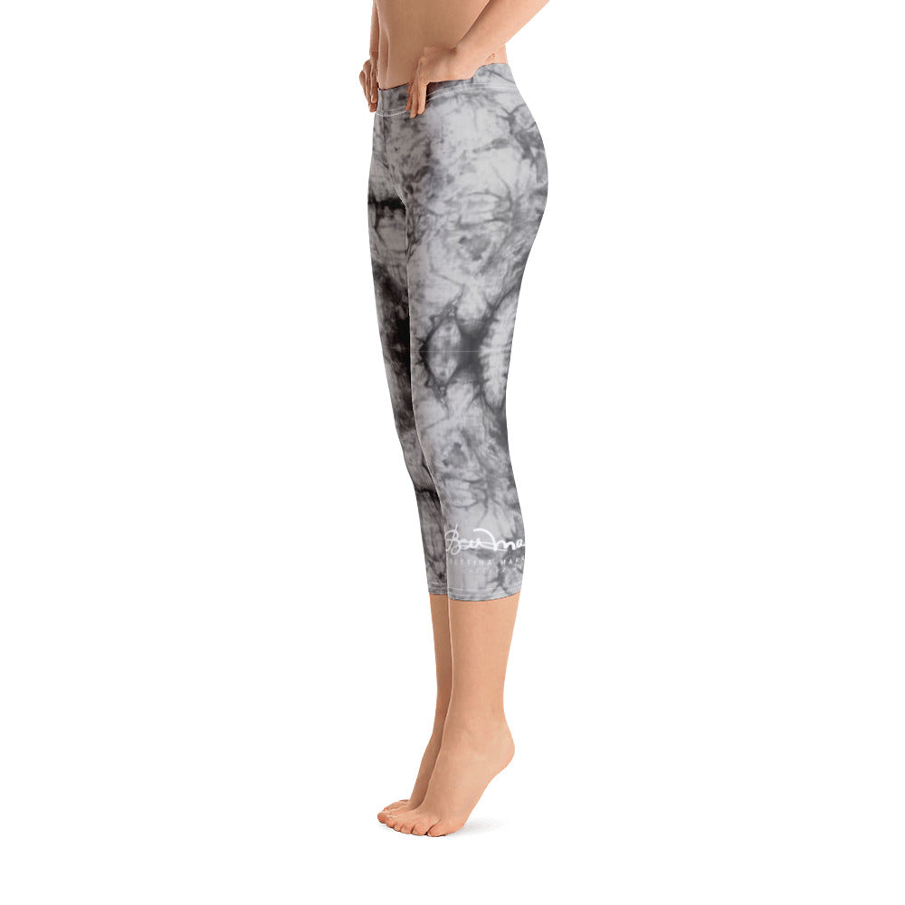 Grey Tie Dye Capri Leggings