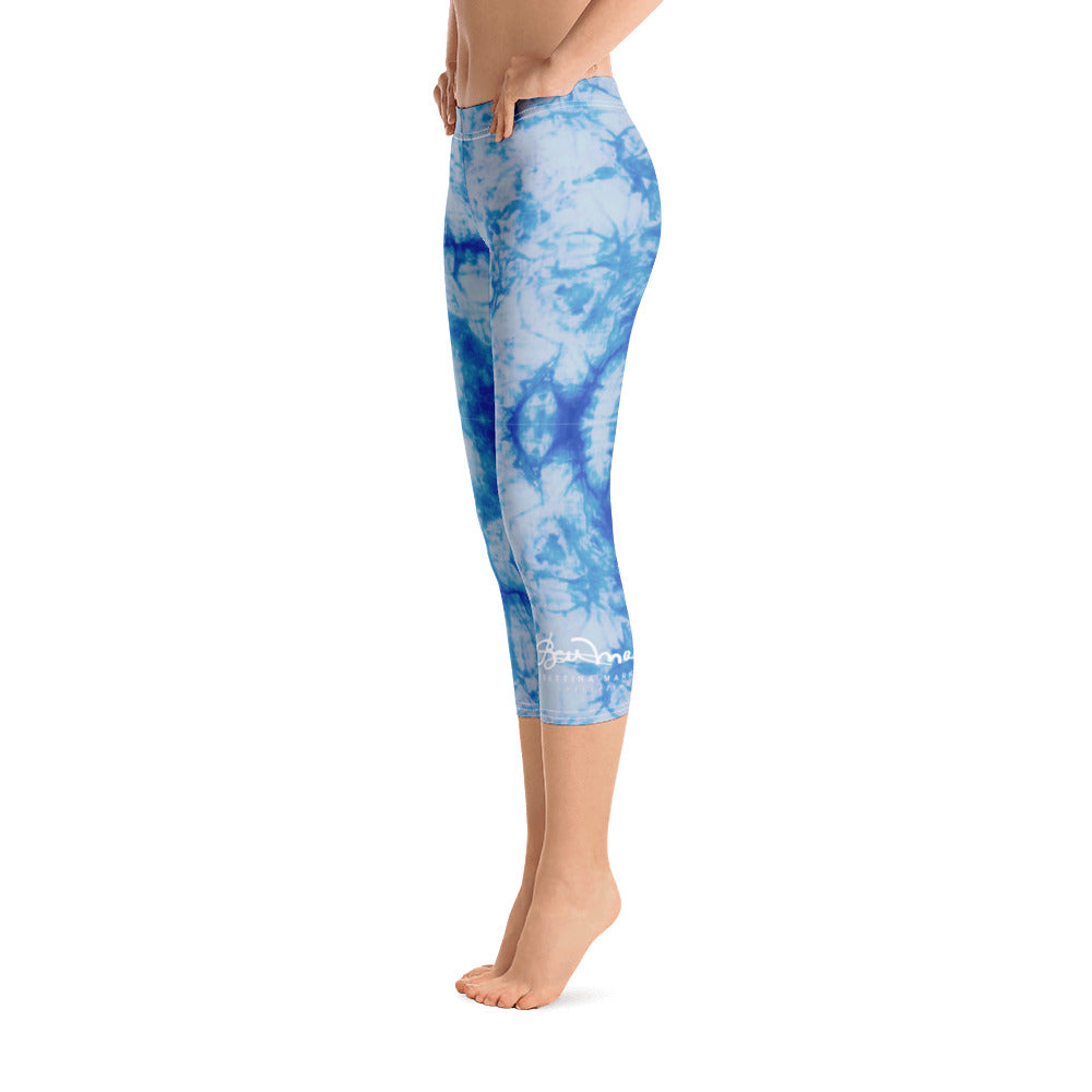 Blue Tie Dye Capri Leggings