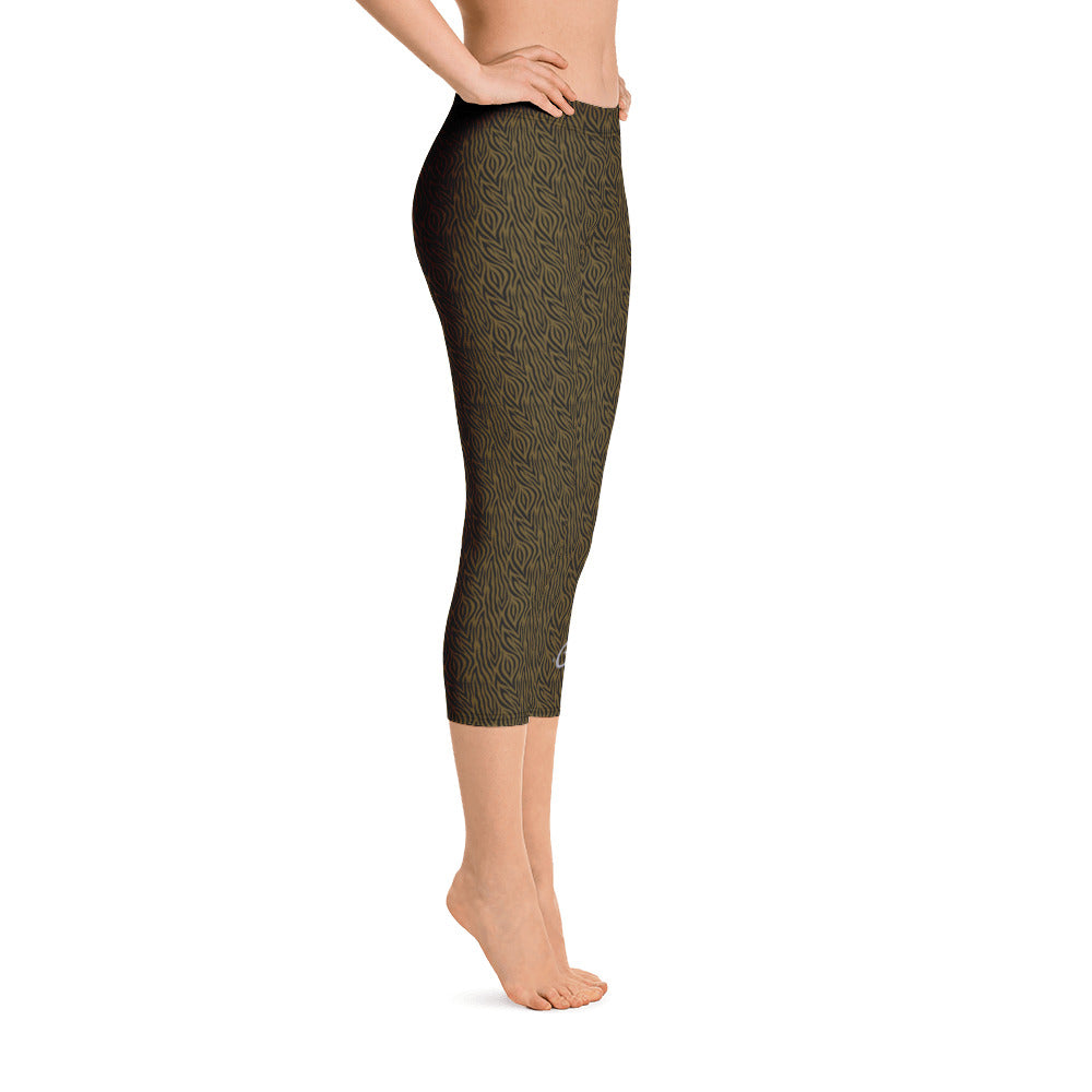 Olive Zebra Capri Leggings