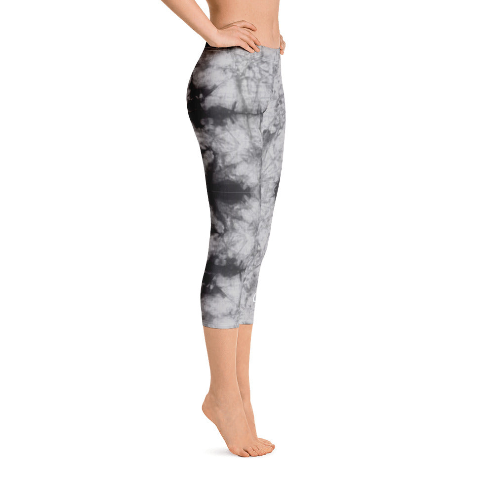 Grey Tie Dye Capri Leggings