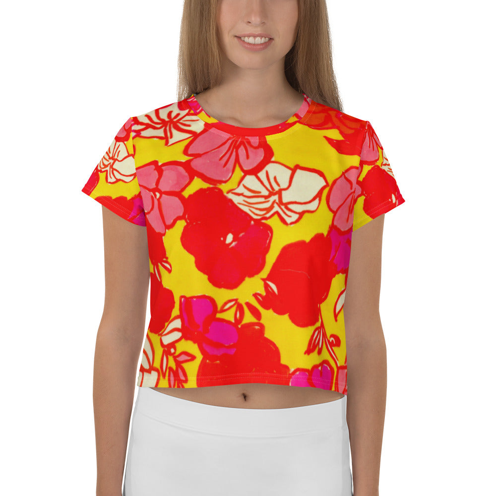 Sixties Floral Print Crop Tee