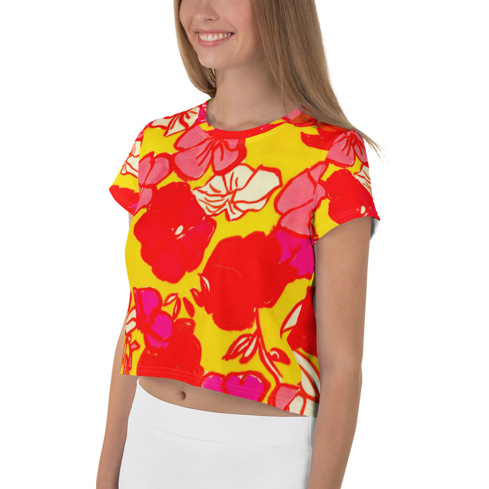 Sixties Floral Print Crop Tee