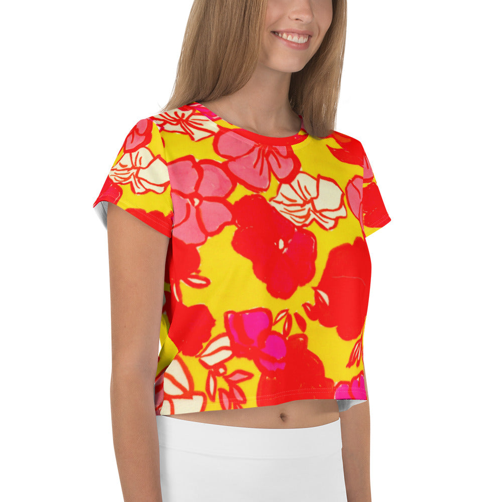Sixties Floral Print Crop Tee