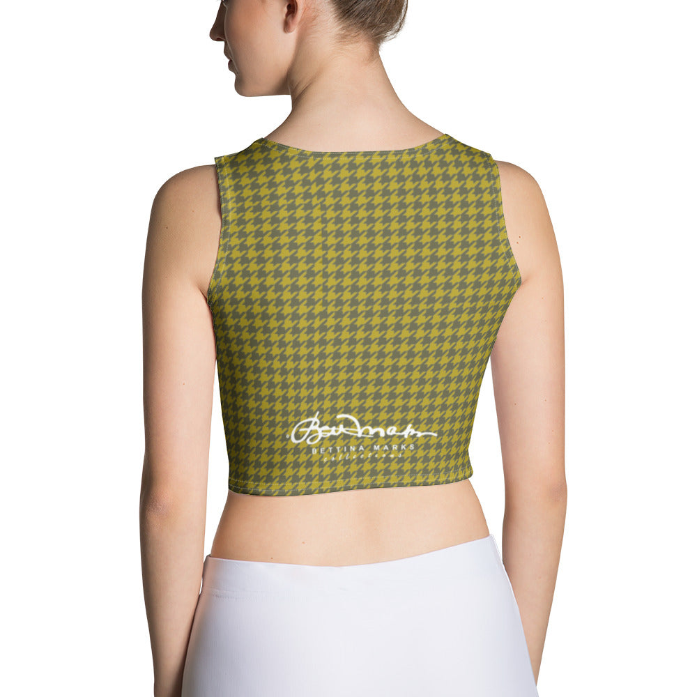 Olive Houndstooth Crop Top