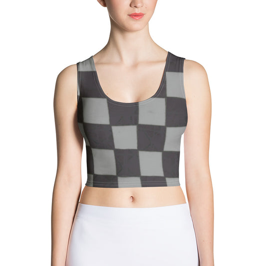 Grey Checkerboard Crop Top