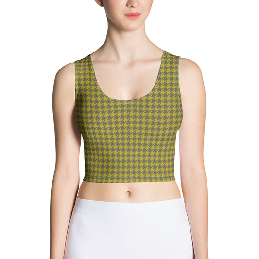 Olive Houndstooth Crop Top