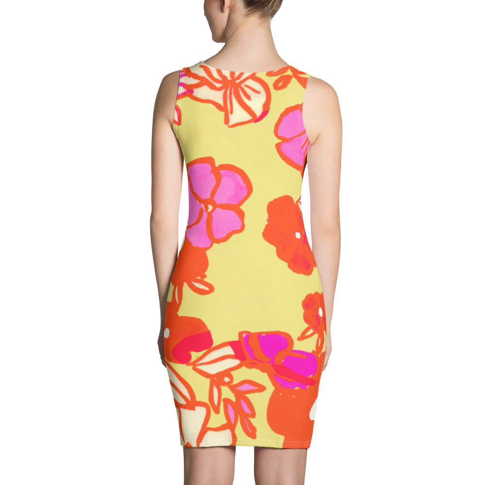 Ice Cream Floral Fitted Tank Dress