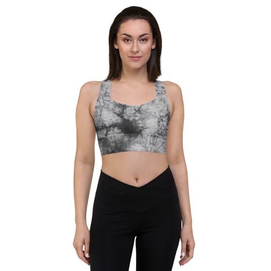 Grey Tie Dye Longline sports bra