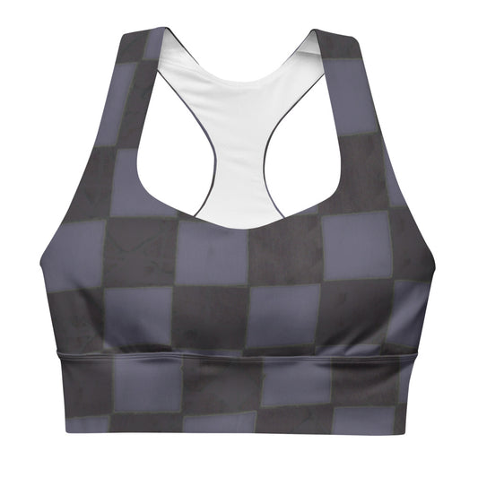 Slate Checkerboard Longline sports bra