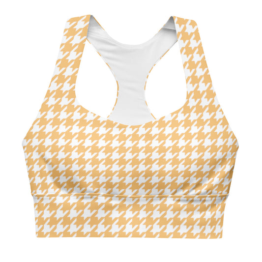 Banana Houndstooth Longline sports bra