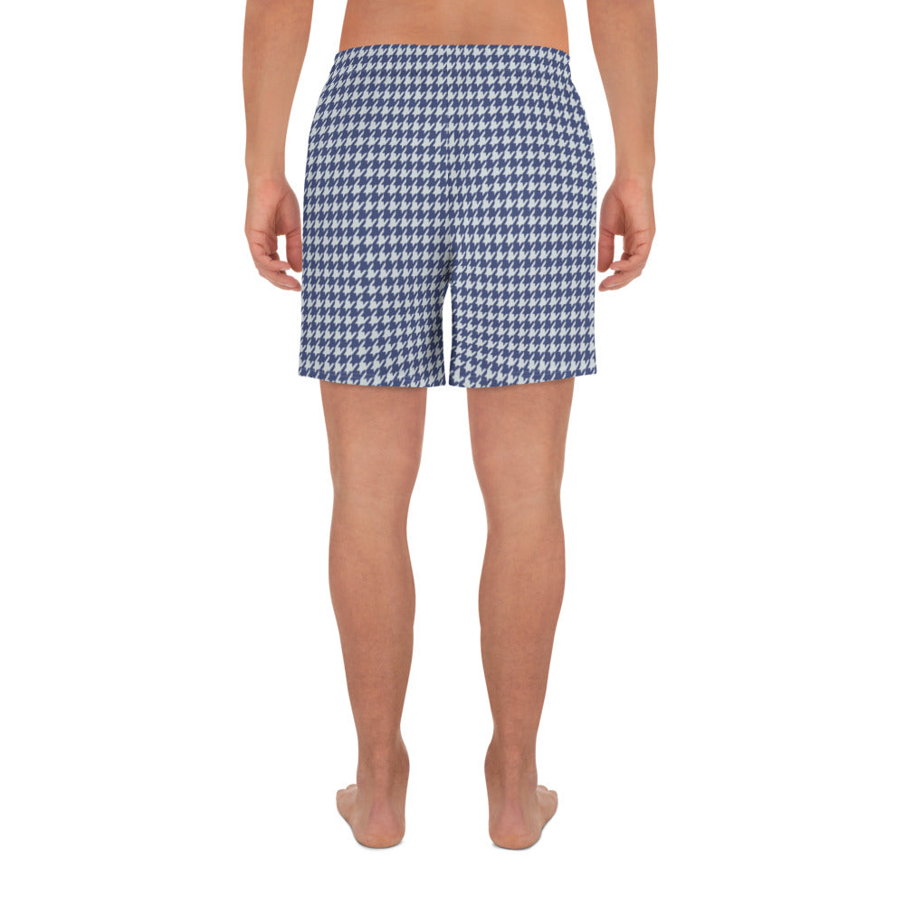Navy Blue White Men's Athletic Long Shorts