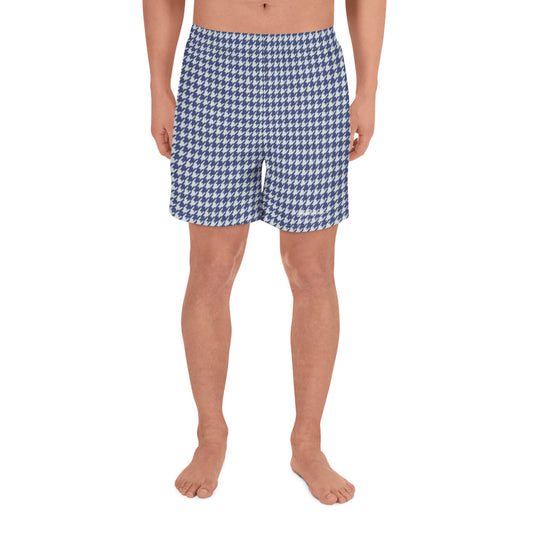 Navy Blue White Men's Athletic Long Shorts