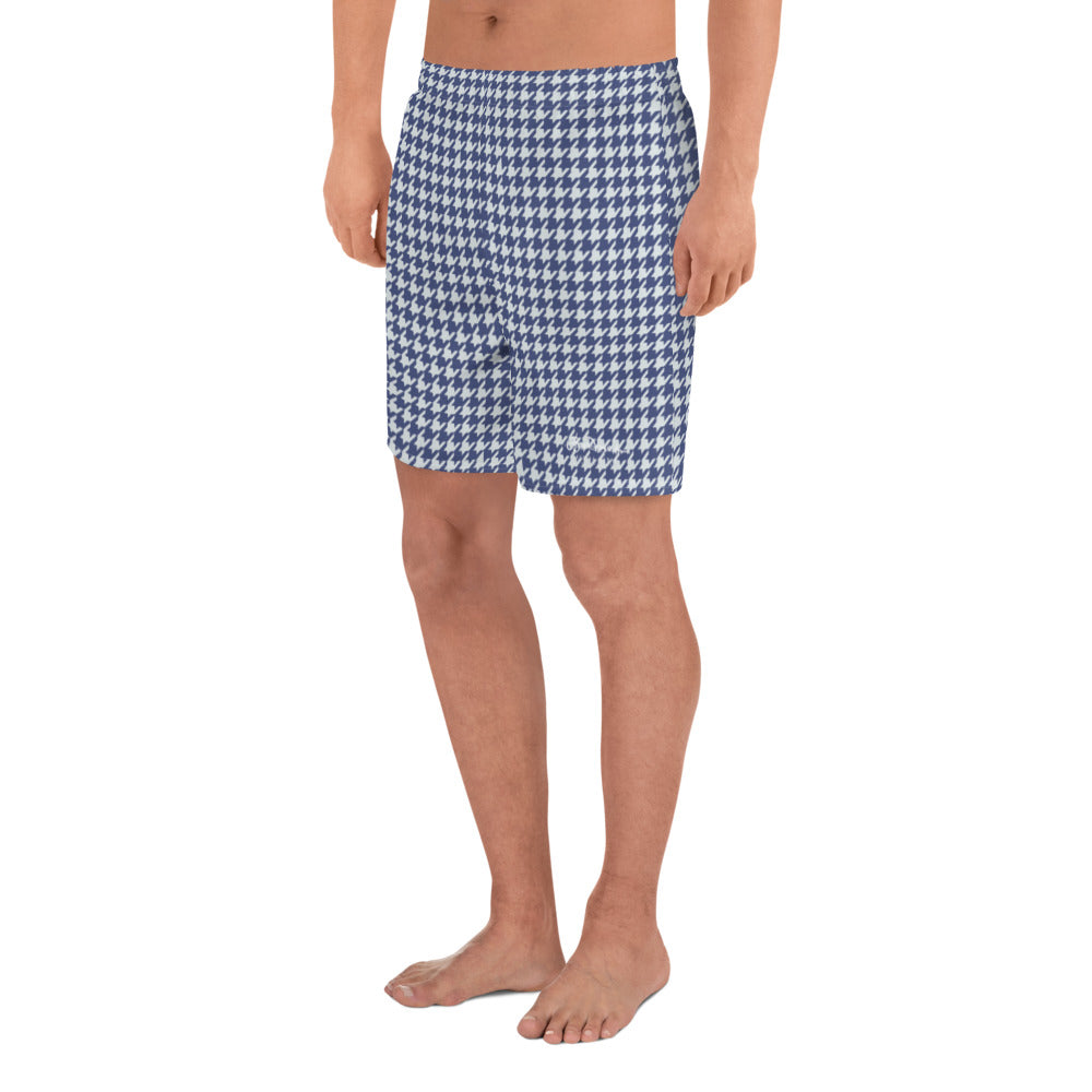 Navy Blue White Men's Athletic Long Shorts