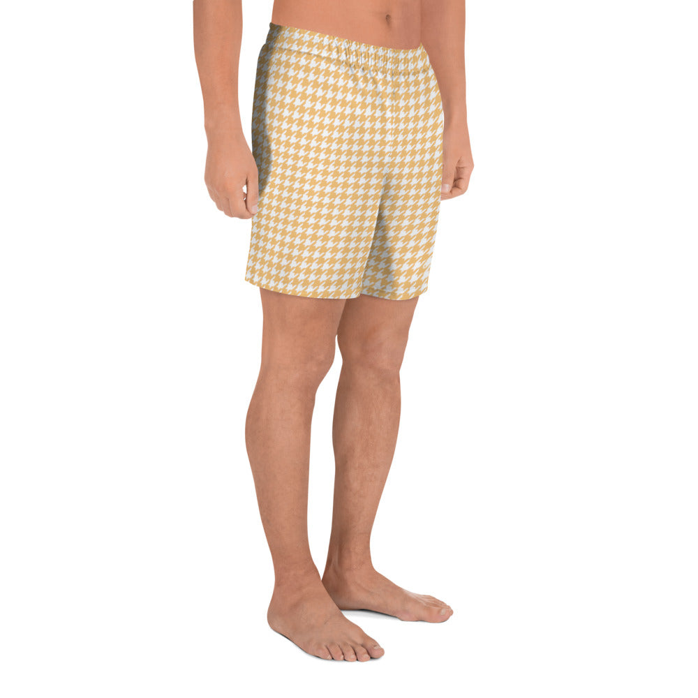 Banana Houndstooth Men's Athletic Long Shorts